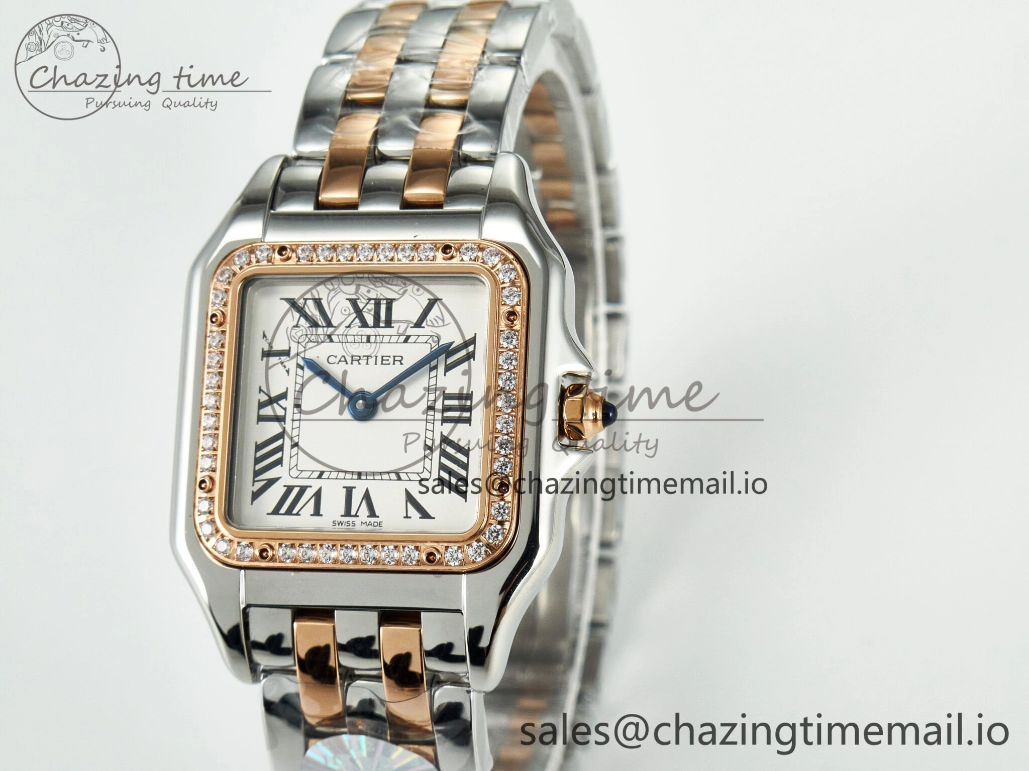 Panthère Secrete Ladies 27mm SS RG J12F  1:1 Best Edition White Dial on SS RG Bracelet Ronda Quartz