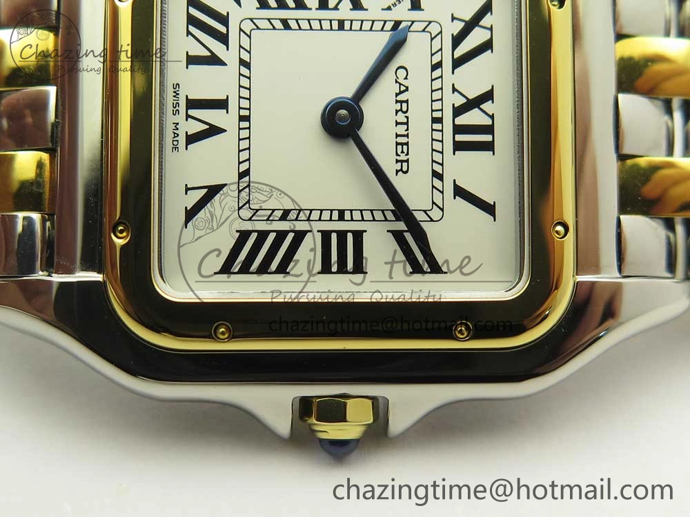 Panthère Secrete Ladies 27mm SS YG 8848F 1:1 Best Edition White Dial on SS YG Bracelet Ronda Quartz