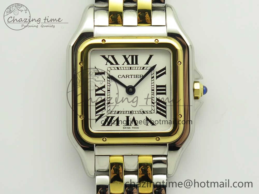 Panthère Secrete Ladies 27mm SS YG 8848F 1:1 Best Edition White Dial on SS YG Bracelet Ronda Quartz