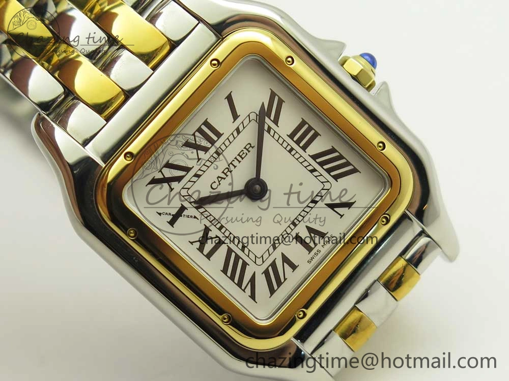 Panthère Secrete Ladies 27mm SS YG 8848F 1:1 Best Edition White Dial on SS YG Bracelet Ronda Quartz