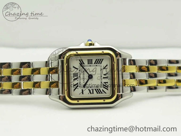 Panthère Secrete Ladies 27mm SS YG 8848F 1:1 Best Edition White Dial on SS YG Bracelet Ronda Quartz