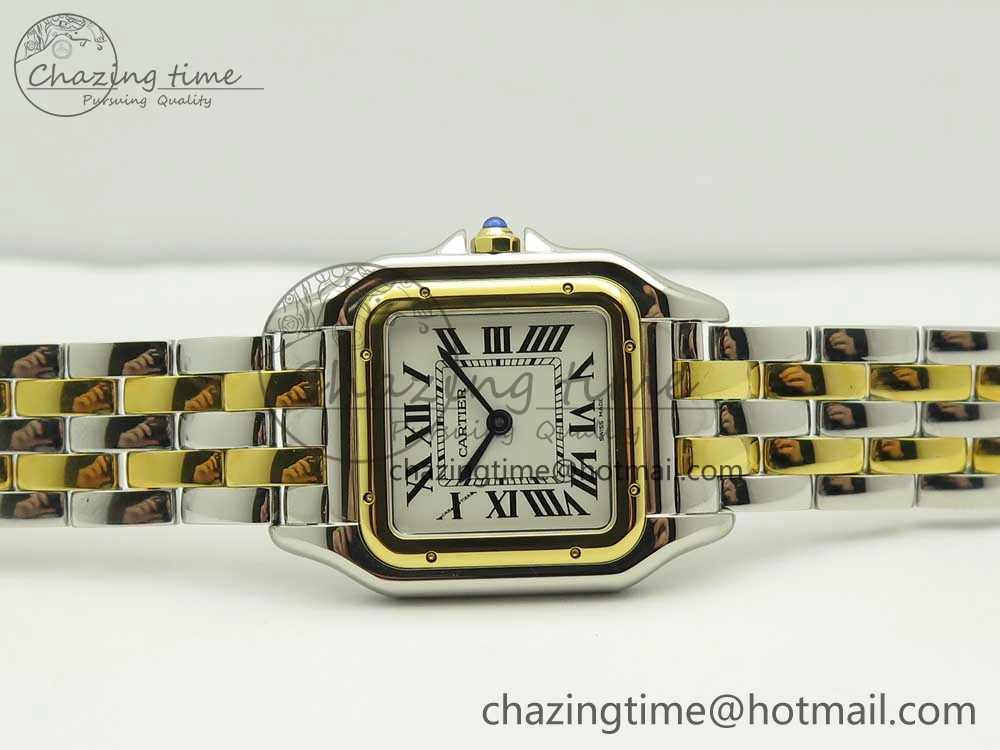 Panthère Secrete Ladies 27mm SS YG 8848F 1:1 Best Edition White Dial on SS YG Bracelet Ronda Quartz