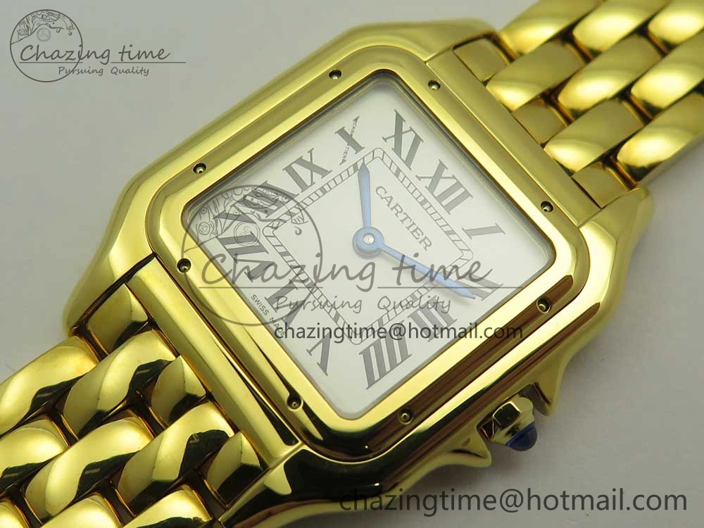 Panthère Secrete Ladies 27mm YG 8848F 1:1 Best Edition White Dial on YG Bracelet Ronda Quartz