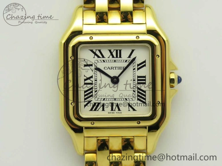Panthère Secrete Ladies 27mm YG 8848F 1:1 Best Edition White Dial on YG Bracelet Ronda Quartz