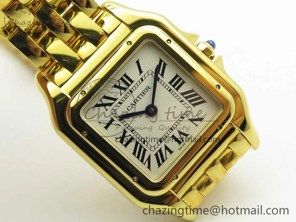 Panthère Secrete Ladies 27mm YG 8848F 1:1 Best Edition White Dial on YG Bracelet Ronda Quartz