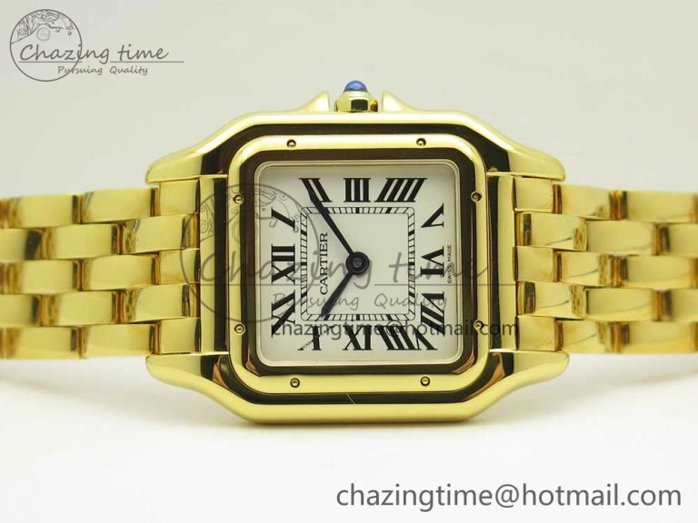Panthère Secrete Ladies 27mm YG 8848F 1:1 Best Edition White Dial on YG Bracelet Ronda Quartz