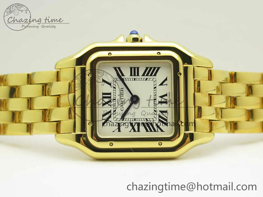 Panthère Secrete Ladies 27mm YG 8848F 1:1 Best Edition White Dial on YG Bracelet Ronda Quartz
