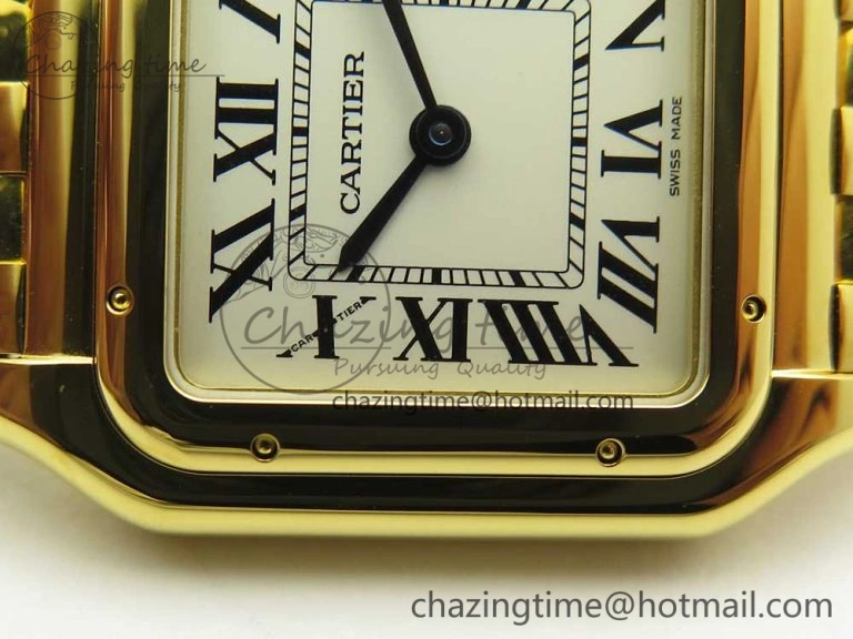 Panthère Secrete Ladies 27mm YG 8848F 1:1 Best Edition White Dial on YG Bracelet Ronda Quartz