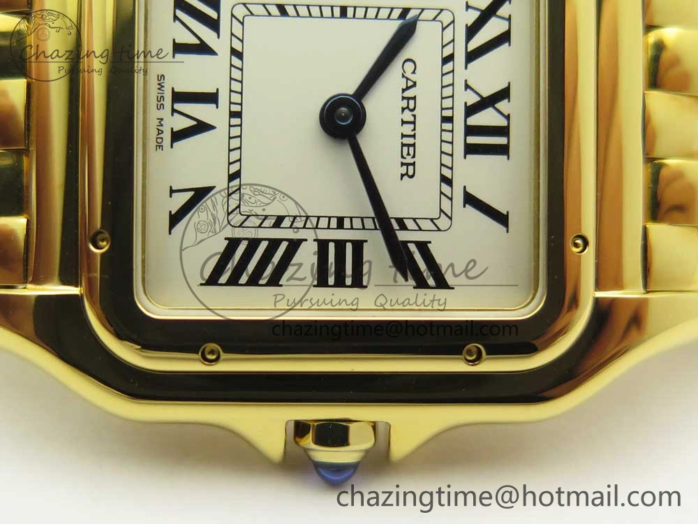 Panthère Secrete Ladies 27mm YG 8848F 1:1 Best Edition White Dial on YG Bracelet Ronda Quartz