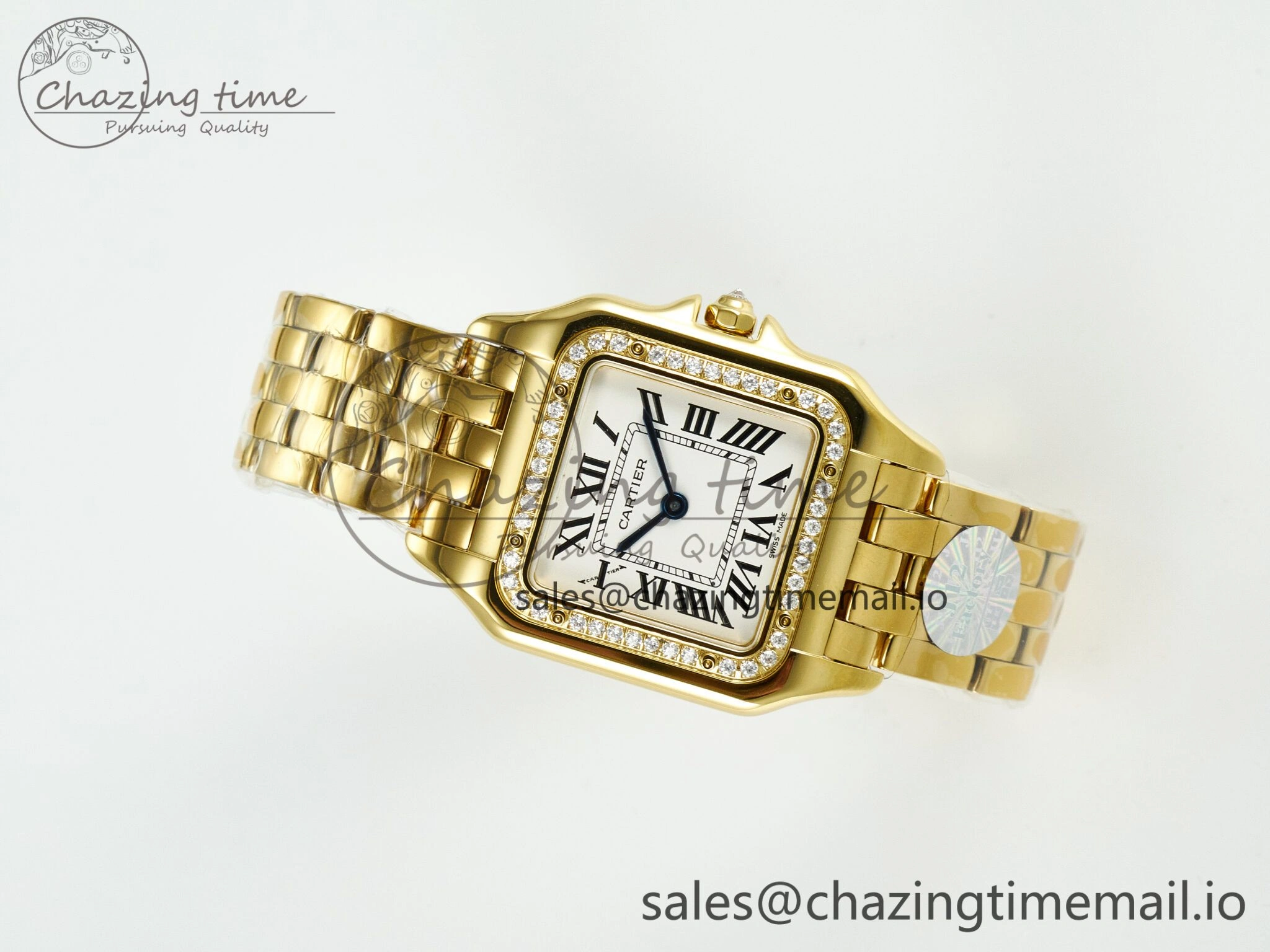 Panthère Secrete Ladies 27mm YG J12F 1:1 Best Edition White Dial Diamonds Bezel on YG Bracelet Ronda Quartz