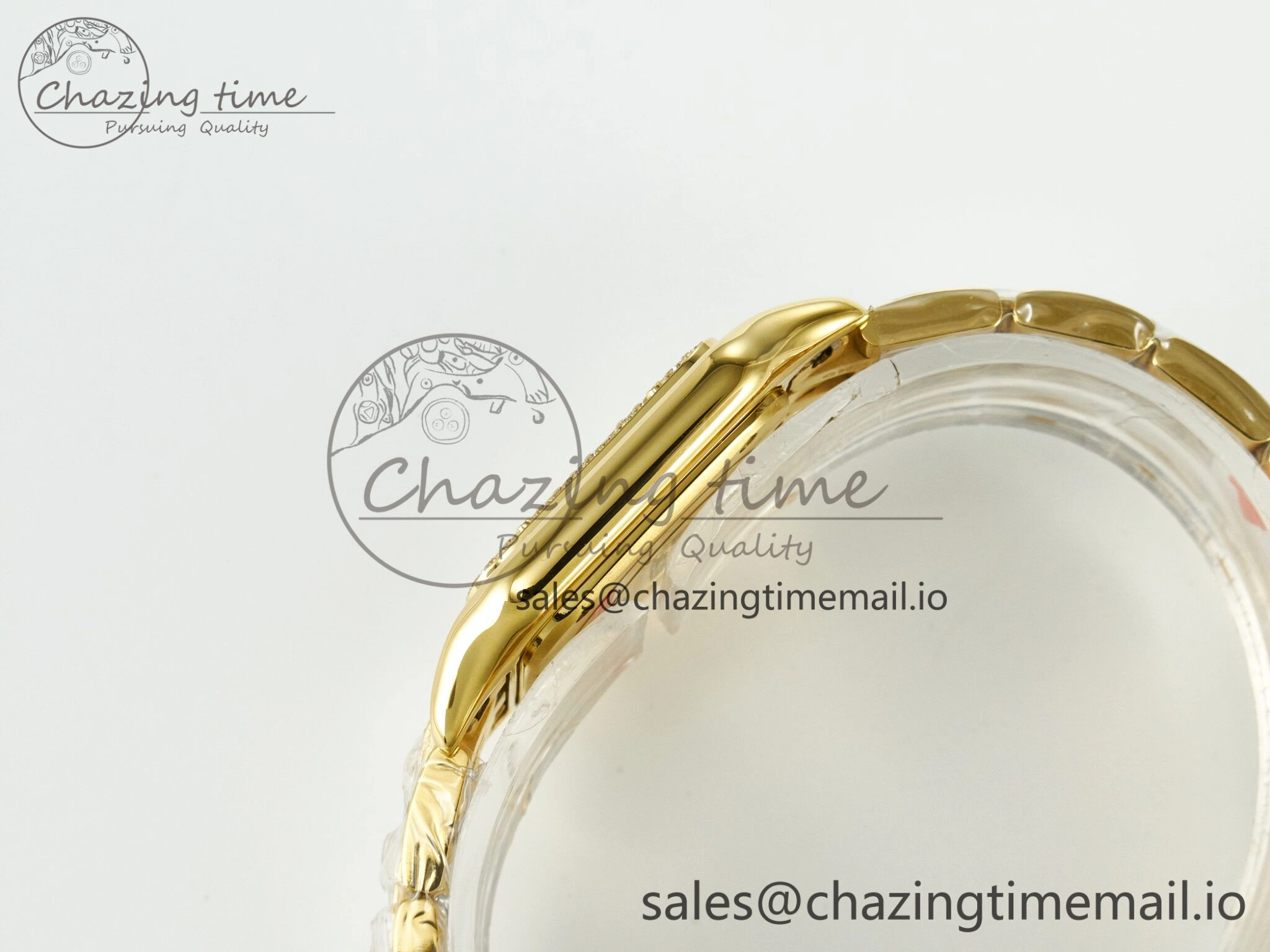 Panthère Secrete Ladies 27mm YG J12F 1:1 Best Edition White Dial Diamonds Bezel on YG Bracelet Ronda Quartz