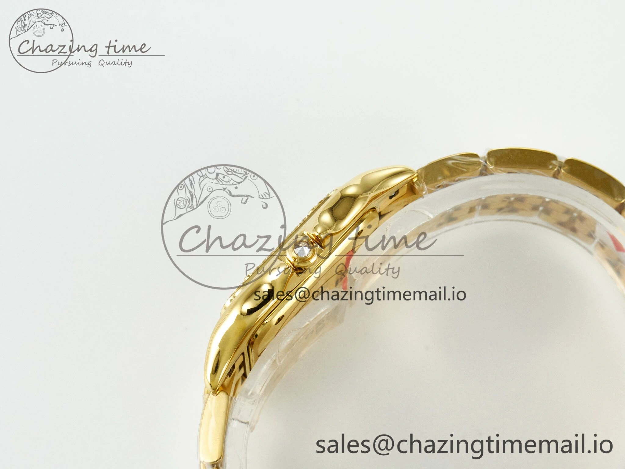 Panthère Secrete Ladies 27mm YG J12F 1:1 Best Edition White Dial Diamonds Bezel on YG Bracelet Ronda Quartz