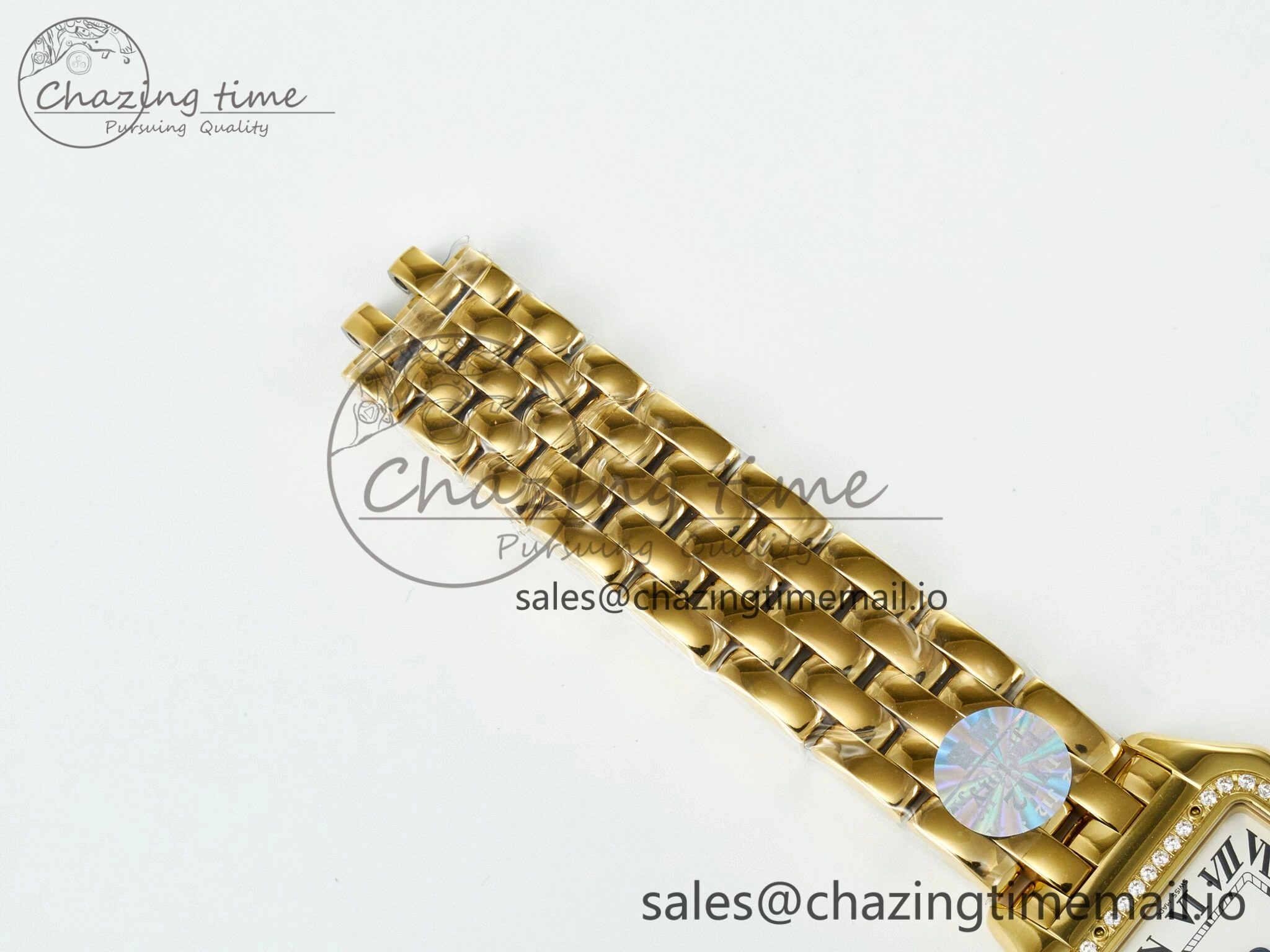 Panthère Secrete Ladies 27mm YG J12F 1:1 Best Edition White Dial Diamonds Bezel on YG Bracelet Ronda Quartz
