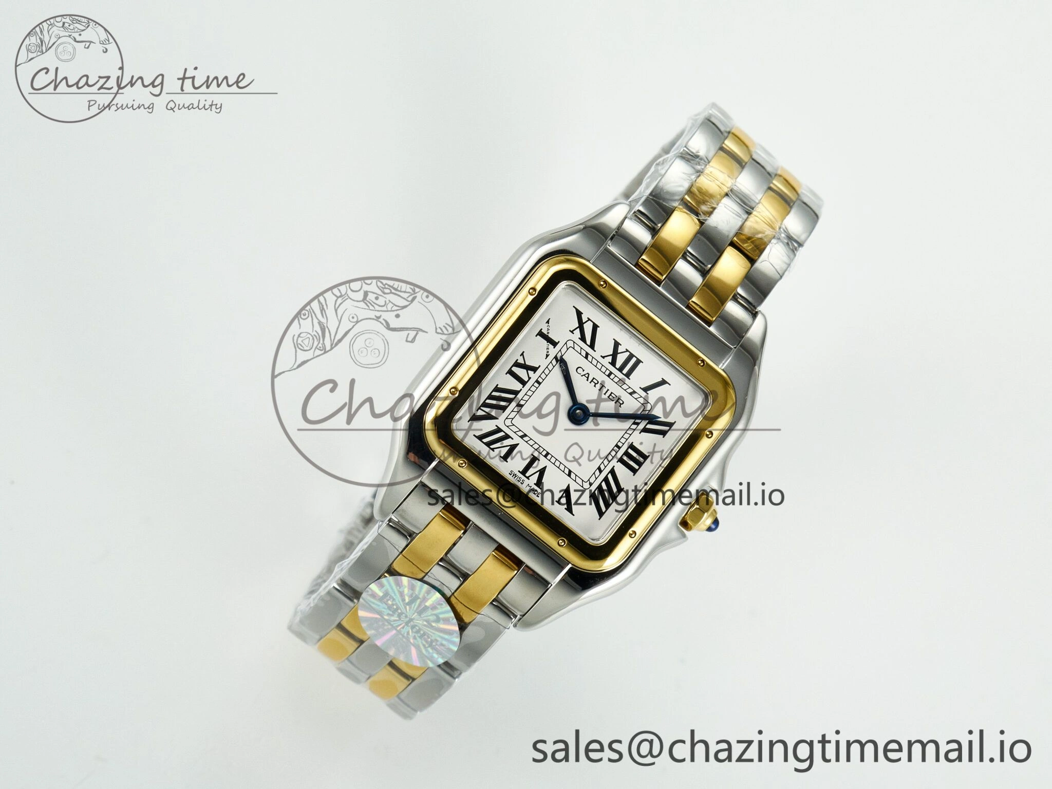 Panthère Secrete Ladies 27mm YG J12F 1:1 Best Edition White Dial Diamonds Bezel on YG Bracelet Ronda Quartz