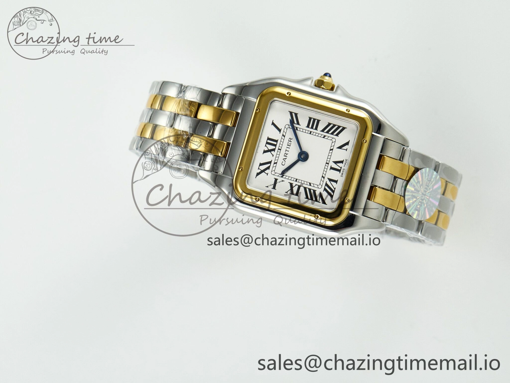 Panthère Secrete Ladies 27mm YG J12F 1:1 Best Edition White Dial Diamonds Bezel on YG Bracelet Ronda Quartz