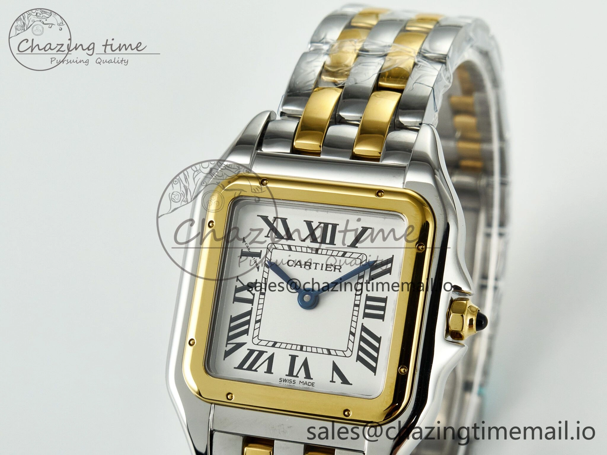 Panthère Secrete Ladies 27mm YG J12F 1:1 Best Edition White Dial Diamonds Bezel on YG Bracelet Ronda Quartz