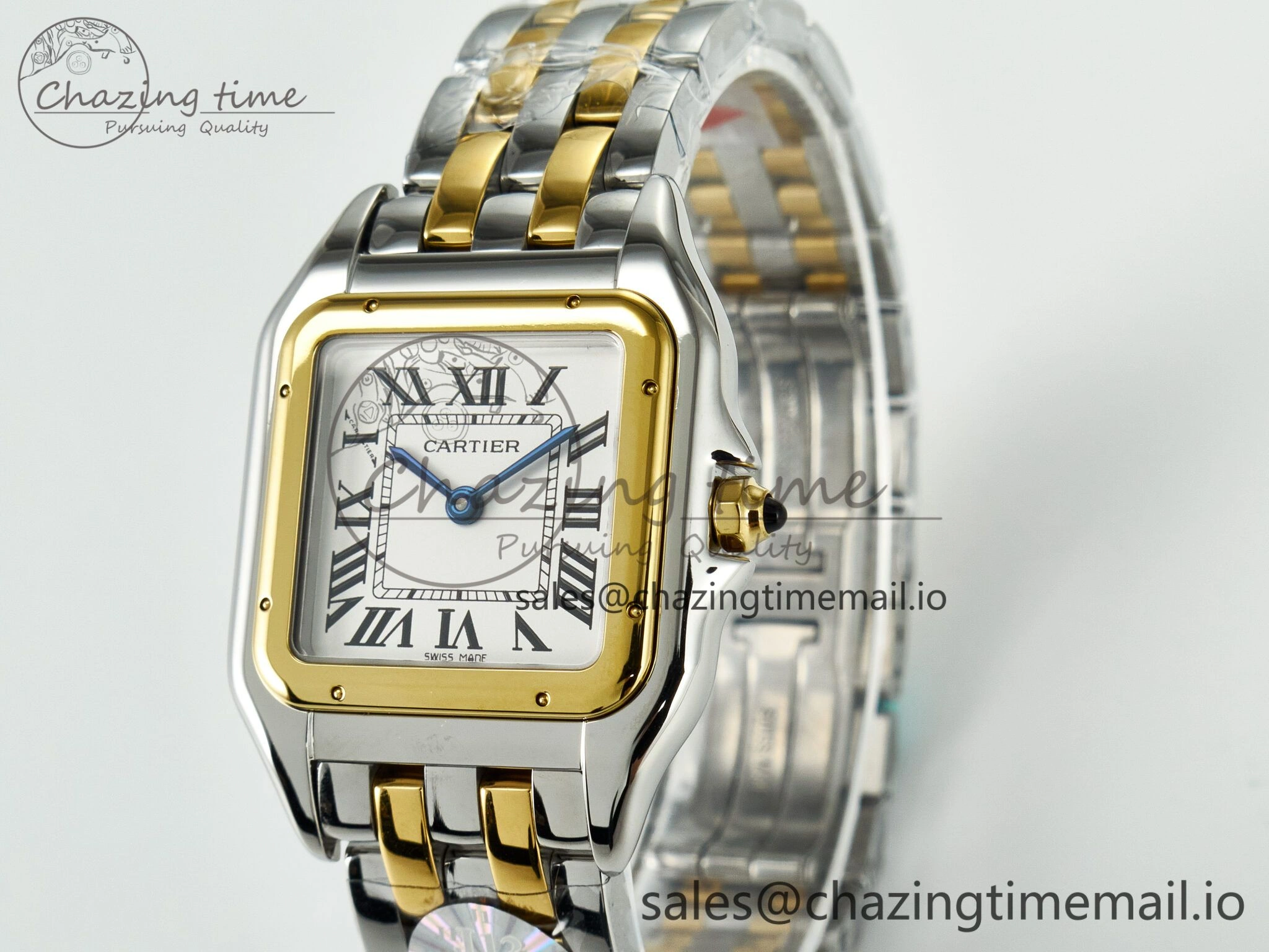 Panthère Secrete Ladies 27mm YG J12F 1:1 Best Edition White Dial Diamonds Bezel on YG Bracelet Ronda Quartz