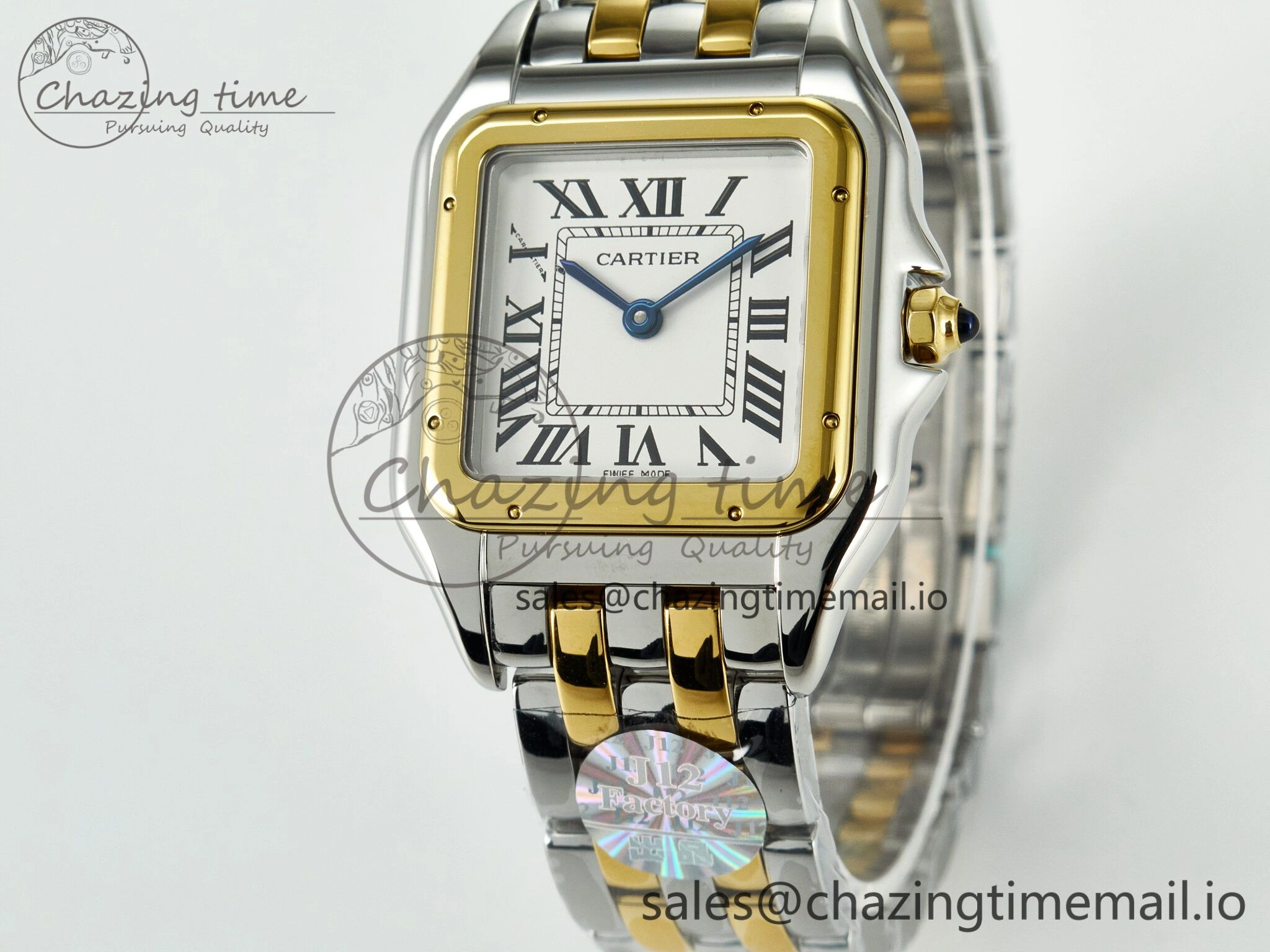 Panthère Secrete Ladies 27mm YG J12F 1:1 Best Edition White Dial Diamonds Bezel on YG Bracelet Ronda Quartz