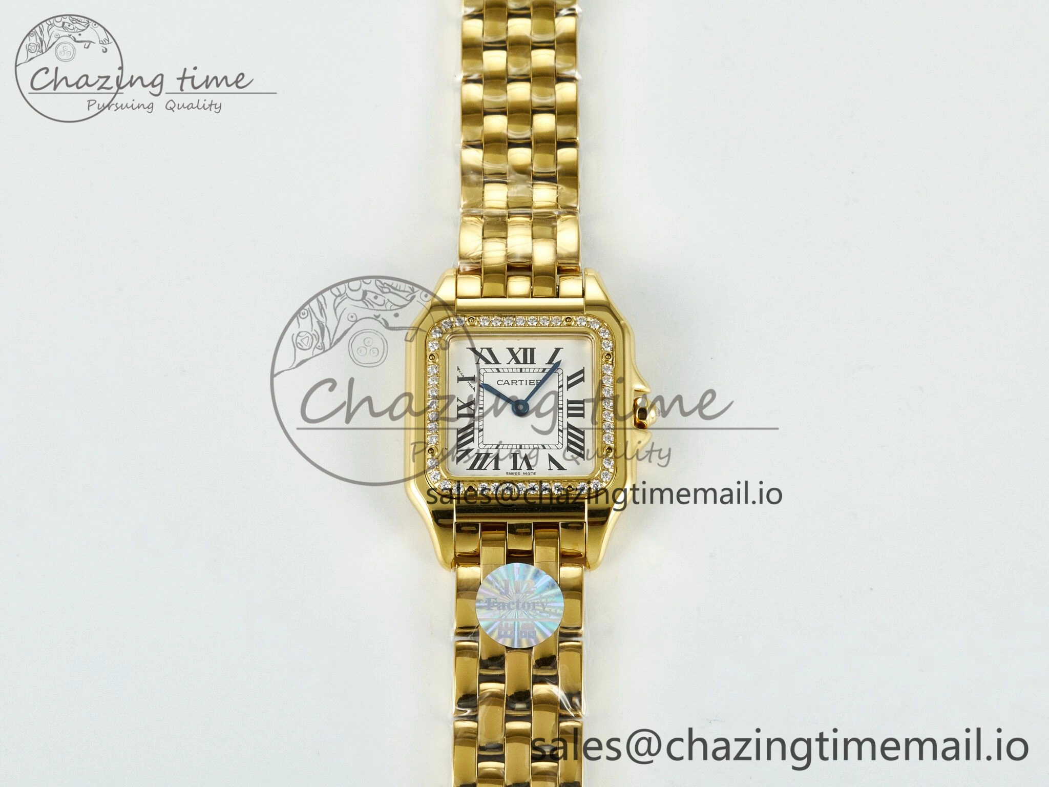 Panthère Secrete Ladies 27mm YG J12F 1:1 Best Edition White Dial Diamonds Bezel on YG Bracelet Ronda Quartz