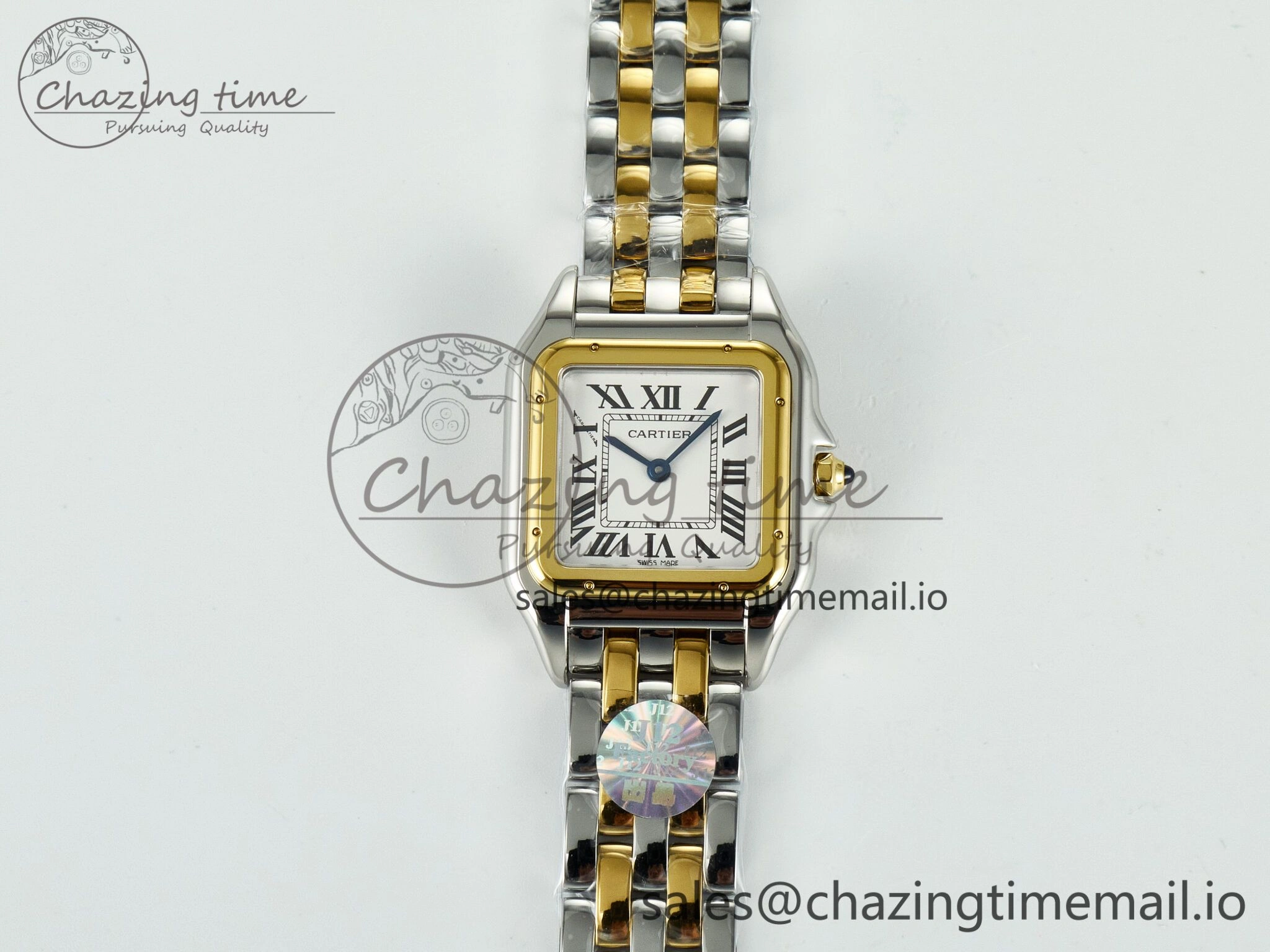 Panthère Secrete Ladies 27mm YG J12F 1:1 Best Edition White Dial Diamonds Bezel on YG Bracelet Ronda Quartz