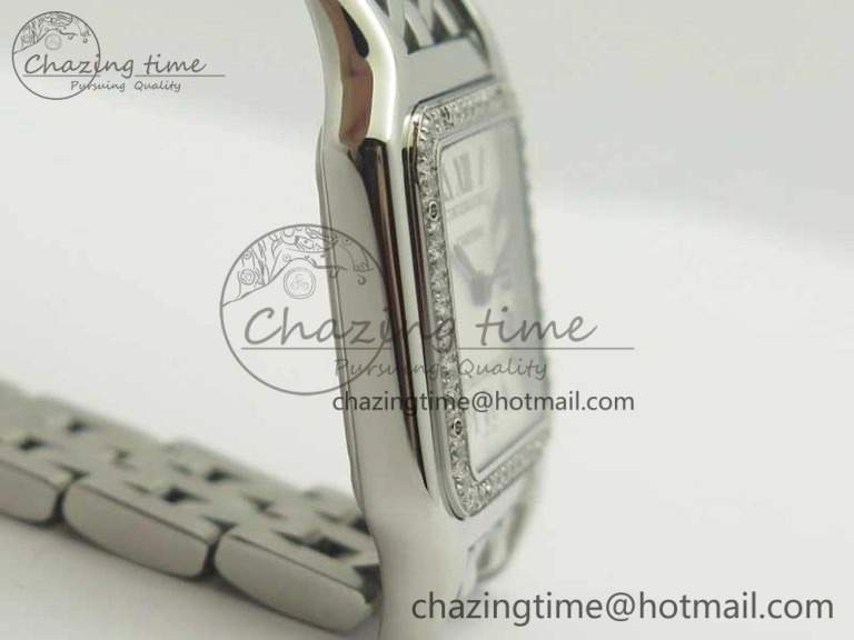 Panthère Secrete Ladies SS GF 1:1 Best Edition White Dial Diamonds Bezel on SS Bracelet Ronda Quartz