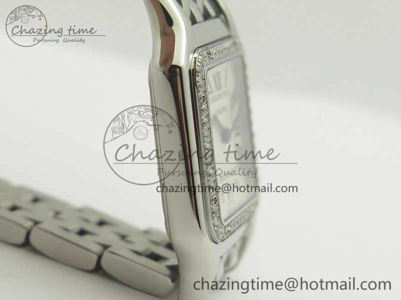 Panthère Secrete Ladies SS GF 1:1 Best Edition White Dial Diamonds Bezel on SS Bracelet Ronda Quartz