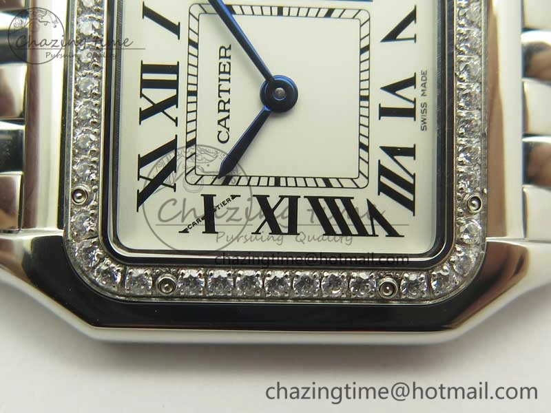 Panthère Secrete Ladies SS GF 1:1 Best Edition White Dial Diamonds Bezel on SS Bracelet Ronda Quartz