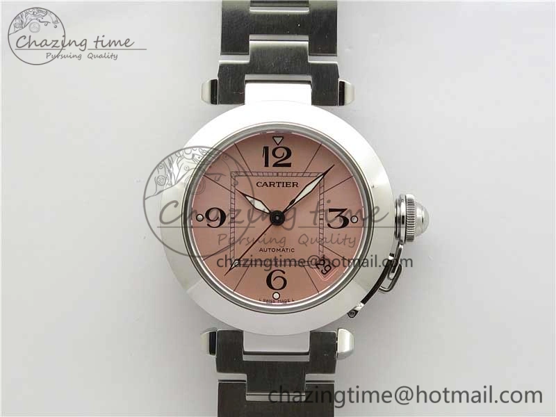 Pasha W31074M7 35mm SS V9F Best Edition Pink Dial on SS Bracelet A2892 to Cal.049