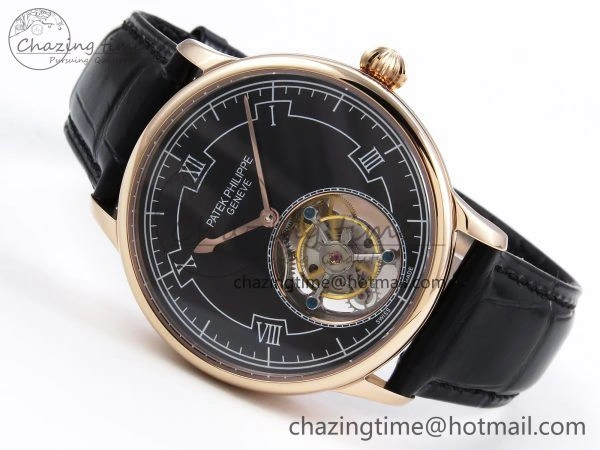 Patek Philippe Tourbillon RG RMSF Edition Black Dial on Black Leather Strap