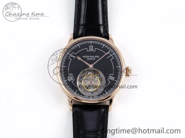 Patek Philippe Tourbillon RG RMSF Edition Black Dial on Black Leather Strap