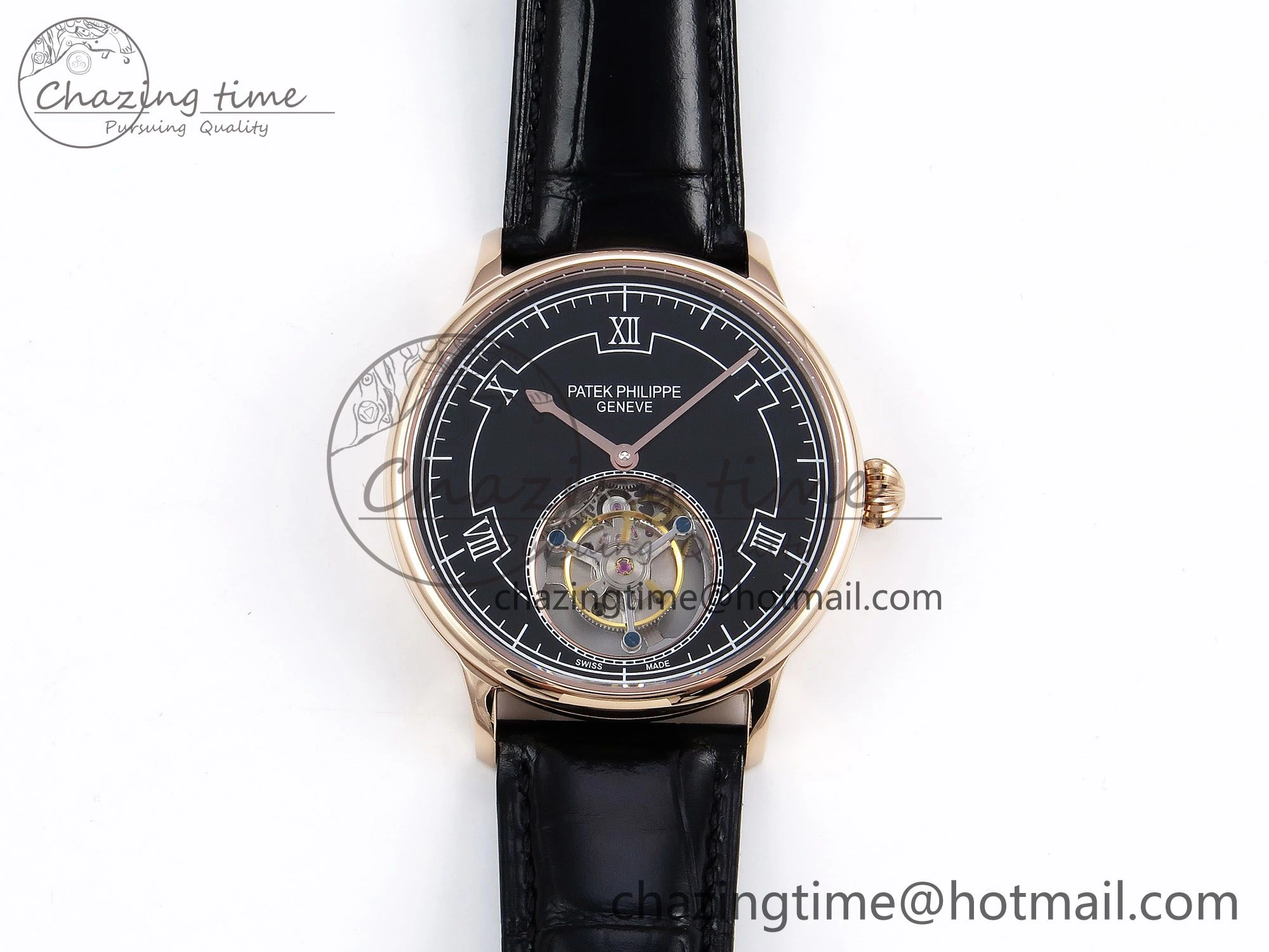 Patek Philippe Tourbillon RG RMSF Edition Black Dial on Black Leather Strap