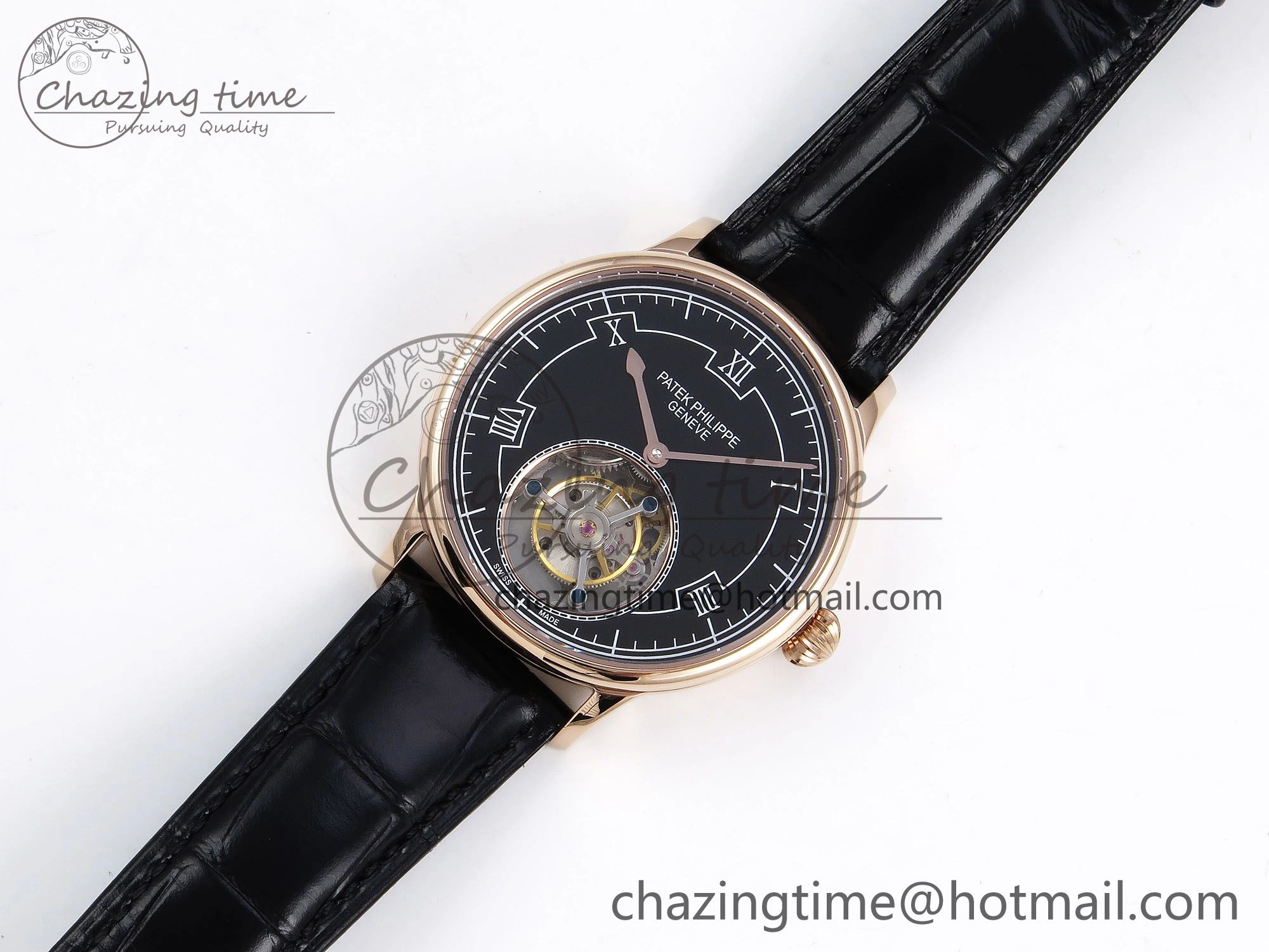 Patek Philippe Tourbillon RG RMSF Edition Black Dial on Black Leather Strap