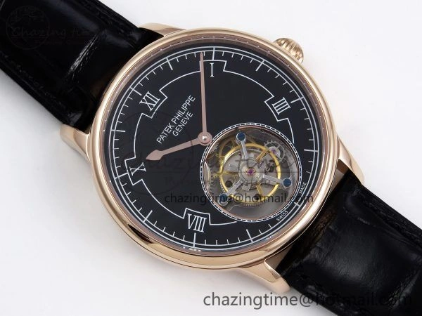 Patek Philippe Tourbillon RG RMSF Edition Black Dial on Black Leather Strap