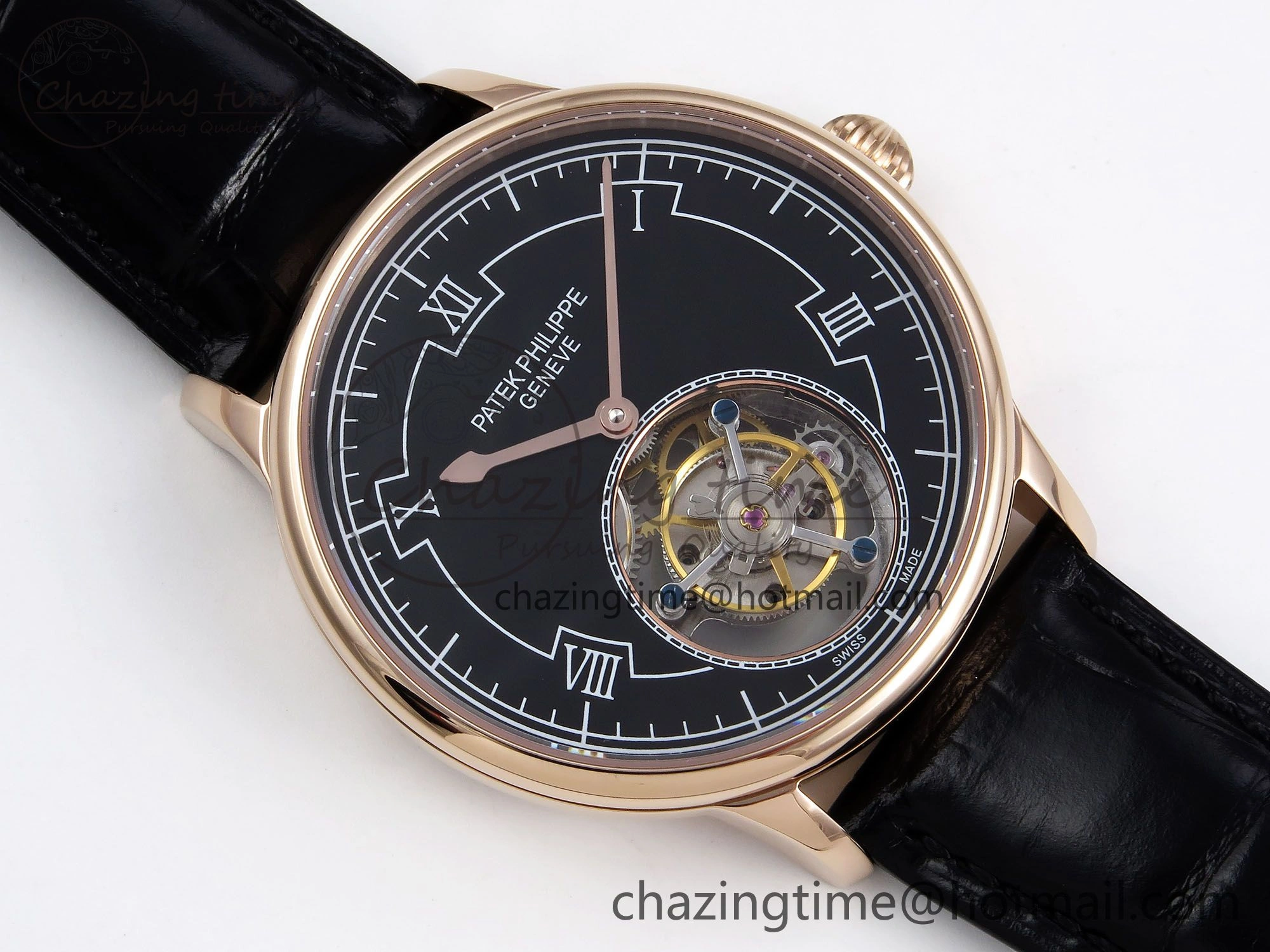 Patek Philippe Tourbillon RG RMSF Edition Black Dial on Black Leather Strap