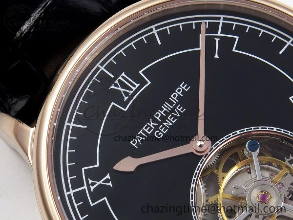 Patek Philippe Tourbillon RG RMSF Edition Black Dial on Black Leather Strap