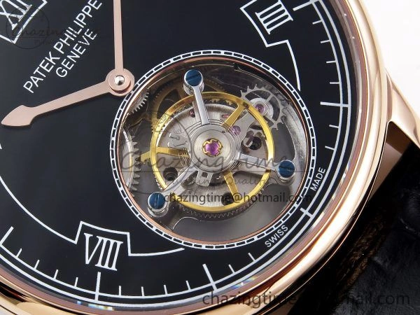 Patek Philippe Tourbillon RG RMSF Edition Black Dial on Black Leather Strap