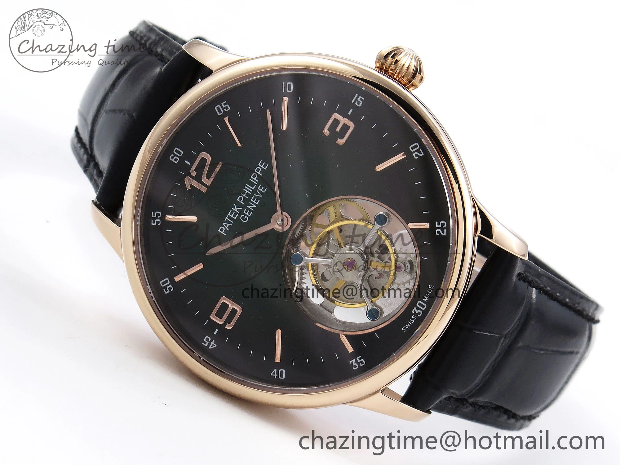 Patek Philippe Tourbillon RG RMSF Edition Dark Green Dial on Black Leather Strap