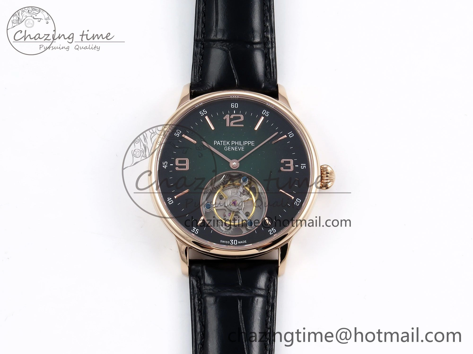 Patek Philippe Tourbillon RG RMSF Edition Dark Green Dial on Black Leather Strap