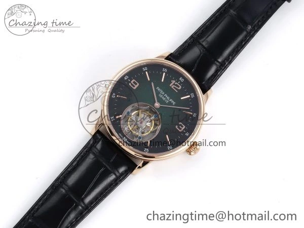 Patek Philippe Tourbillon RG RMSF Edition Dark Green Dial on Black Leather Strap