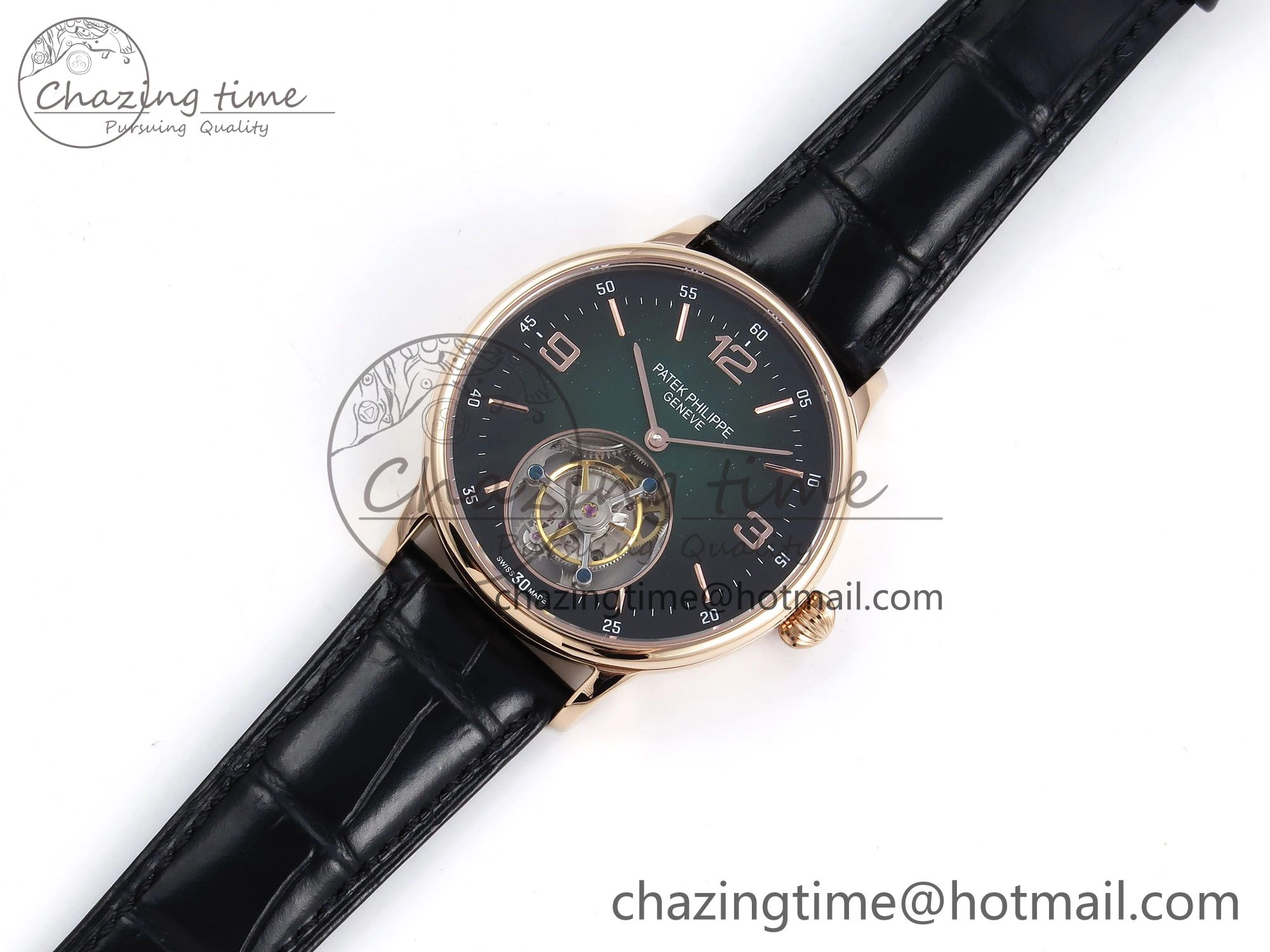 Patek Philippe Tourbillon RG RMSF Edition Dark Green Dial on Black Leather Strap