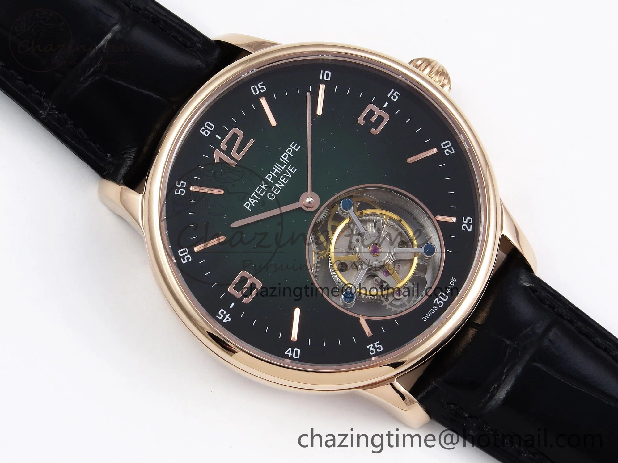 Patek Philippe Tourbillon RG RMSF Edition Dark Green Dial on Black Leather Strap