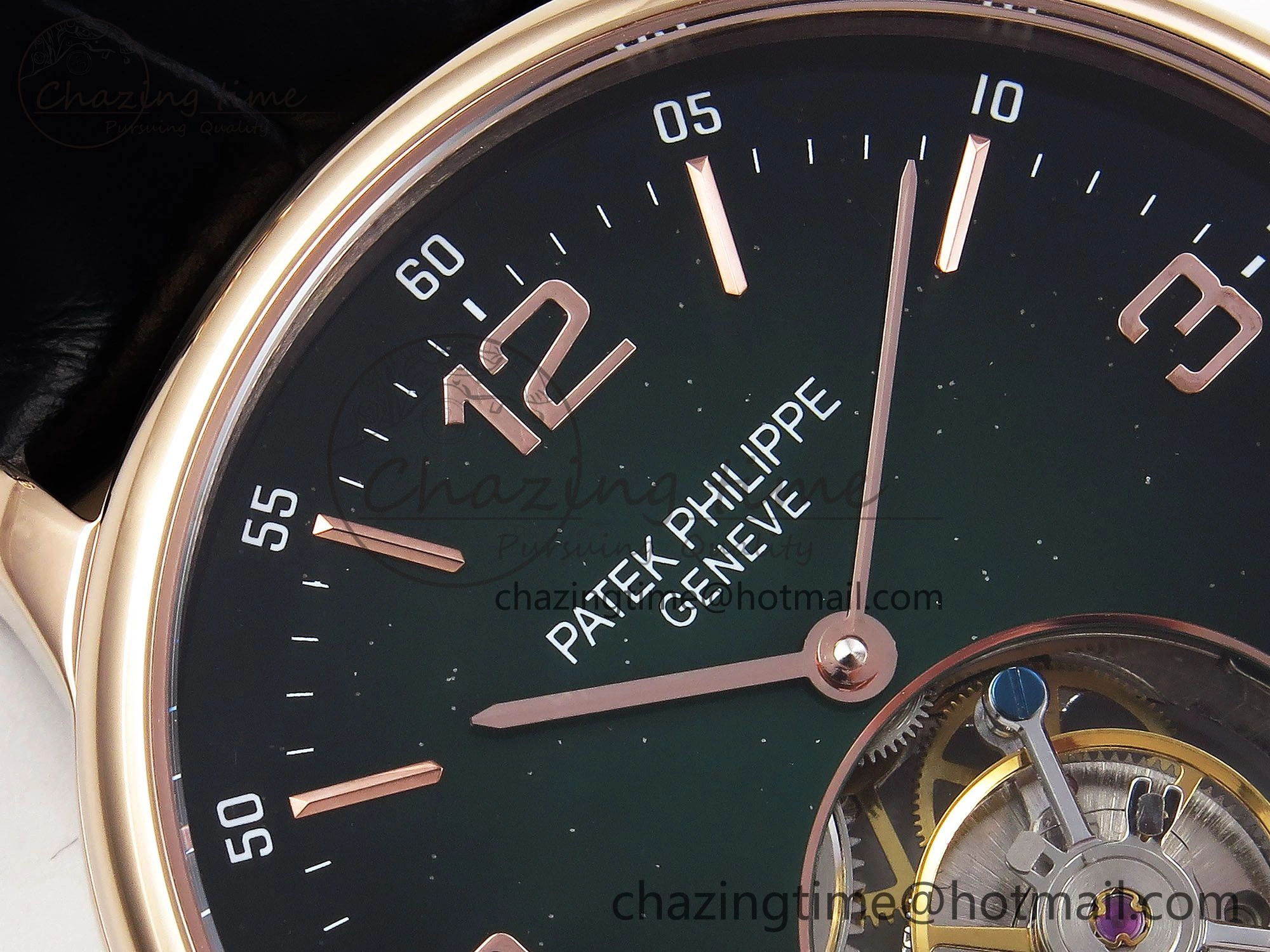 Patek Philippe Tourbillon RG RMSF Edition Dark Green Dial on Black Leather Strap