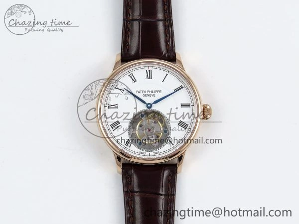Patek Philippe Tourbillon RG RMSF Edition White Dial Roman Markers on Brown Leather Strap