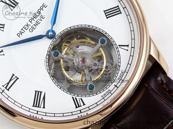 Patek Philippe Tourbillon RG RMSF Edition White Dial Roman Markers on Brown Leather Strap