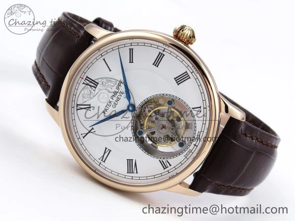Patek Philippe Tourbillon RG RMSF Edition White Dial Roman Markers on Brown Leather Strap