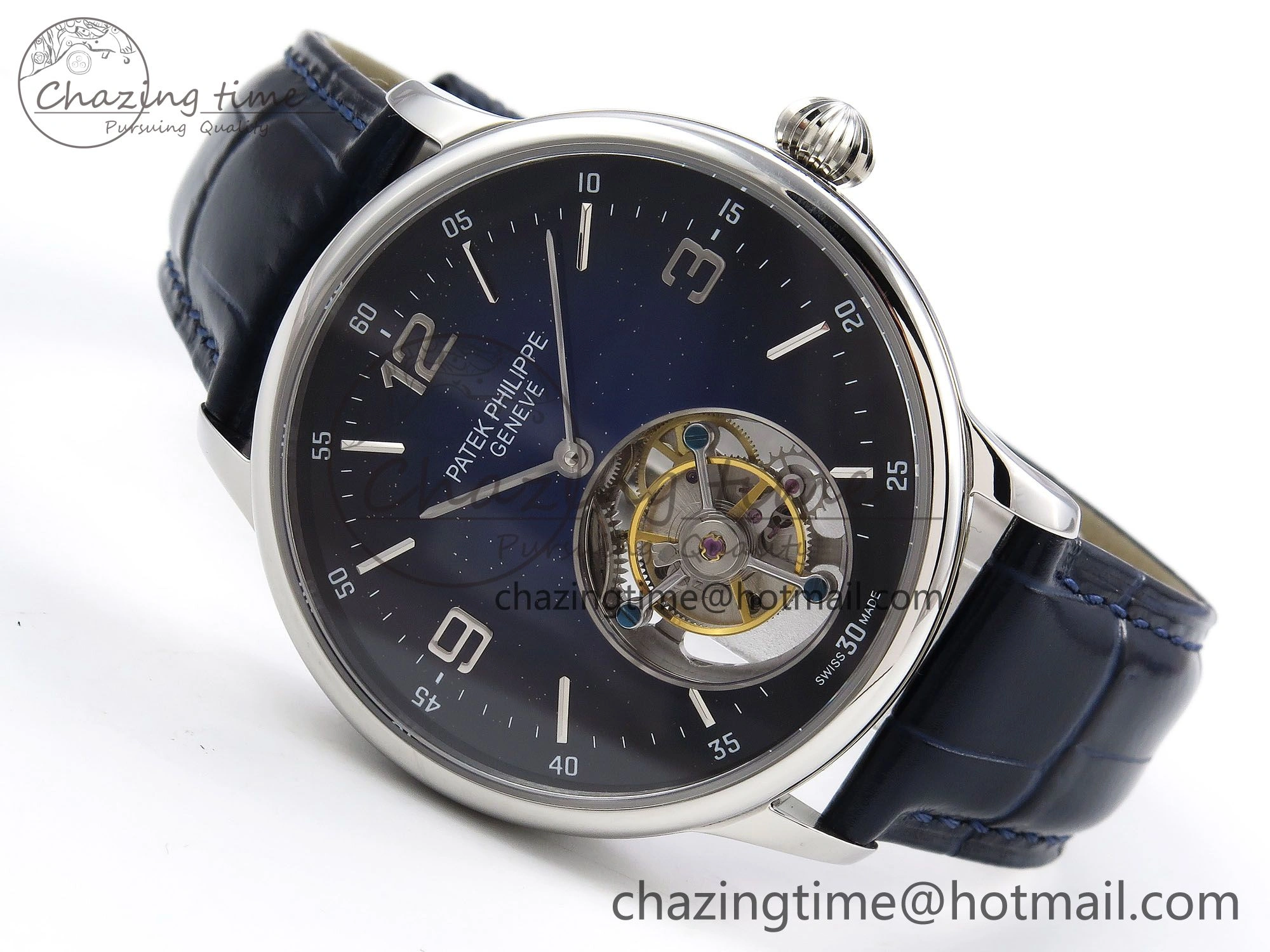 Patek Philippe Tourbillon SS RMSF Edition Dark Blue Dial on Black Leather Strap