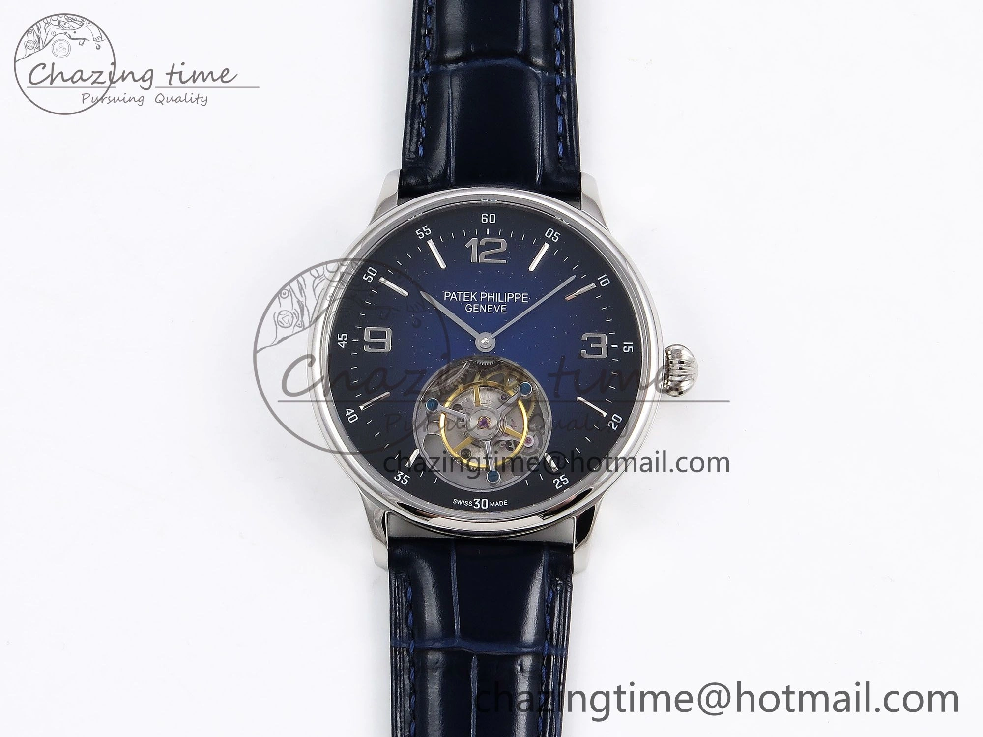 Patek Philippe Tourbillon SS RMSF Edition Dark Blue Dial on Black Leather Strap