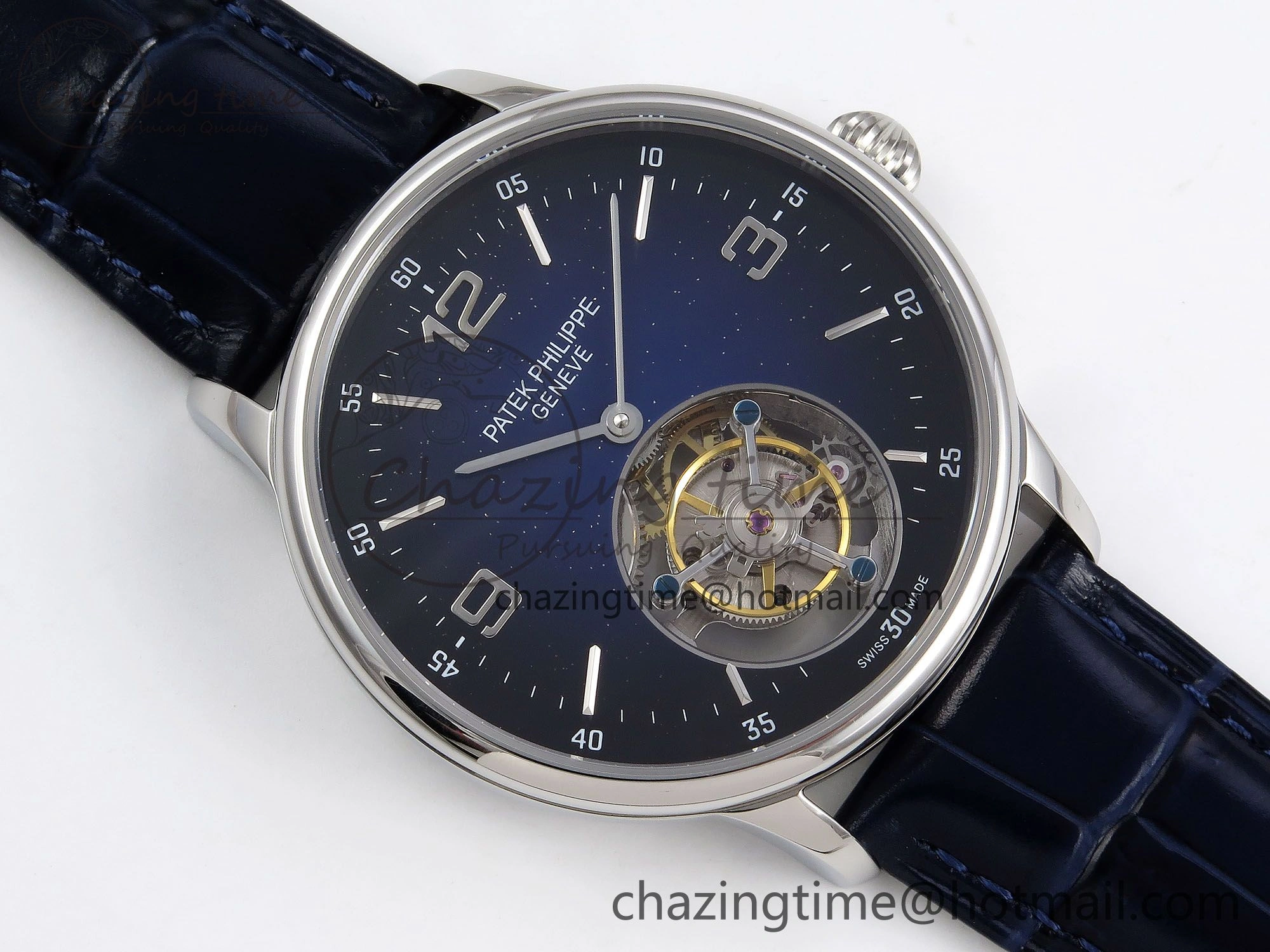 Patek Philippe Tourbillon SS RMSF Edition Dark Blue Dial on Black Leather Strap