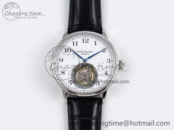 Patek Philippe Tourbillon SS RMSF Edition White Dial Numeral Markers on Black Leather Strap
