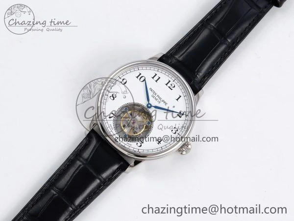 Patek Philippe Tourbillon SS RMSF Edition White Dial Numeral Markers on Black Leather Strap